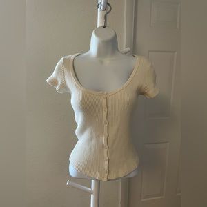 Brandy Melville Ribbed Button Up top